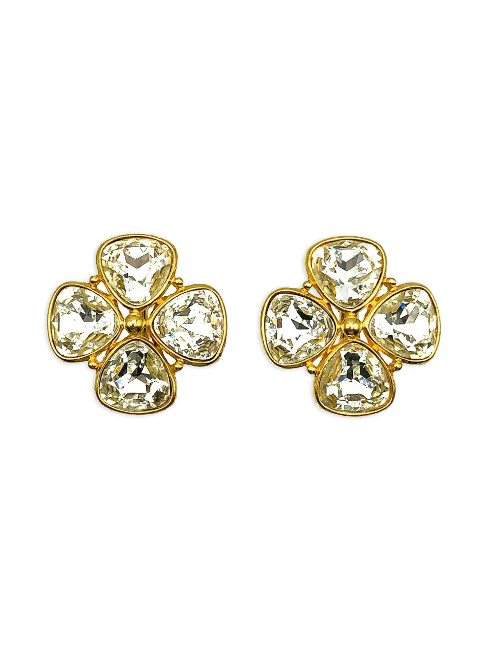 Jennifer Gibson Jewellery 1980s crystal quatre earrings - Oro