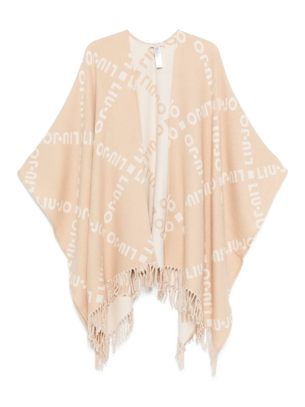 LIU JO logo-pattern fringed cape | Neutrals | Image 1