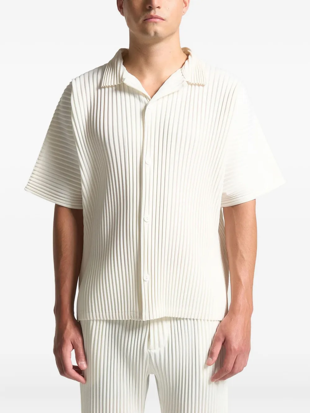 Manière De Voir Pascal Pleated Short-sleeve Shirt In White