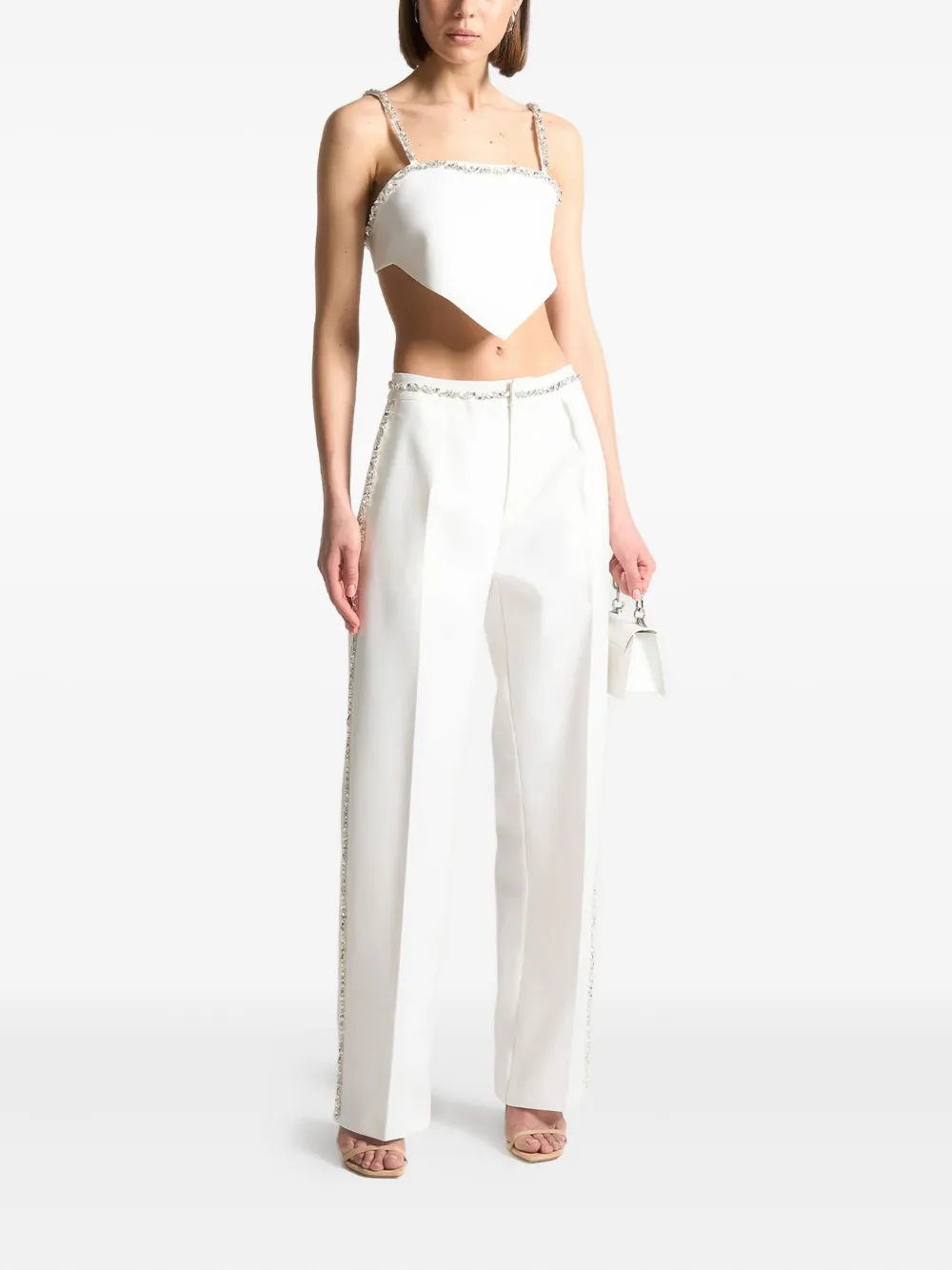 Manière De Voir Patricia Side-embellished Pleated Trousers In White