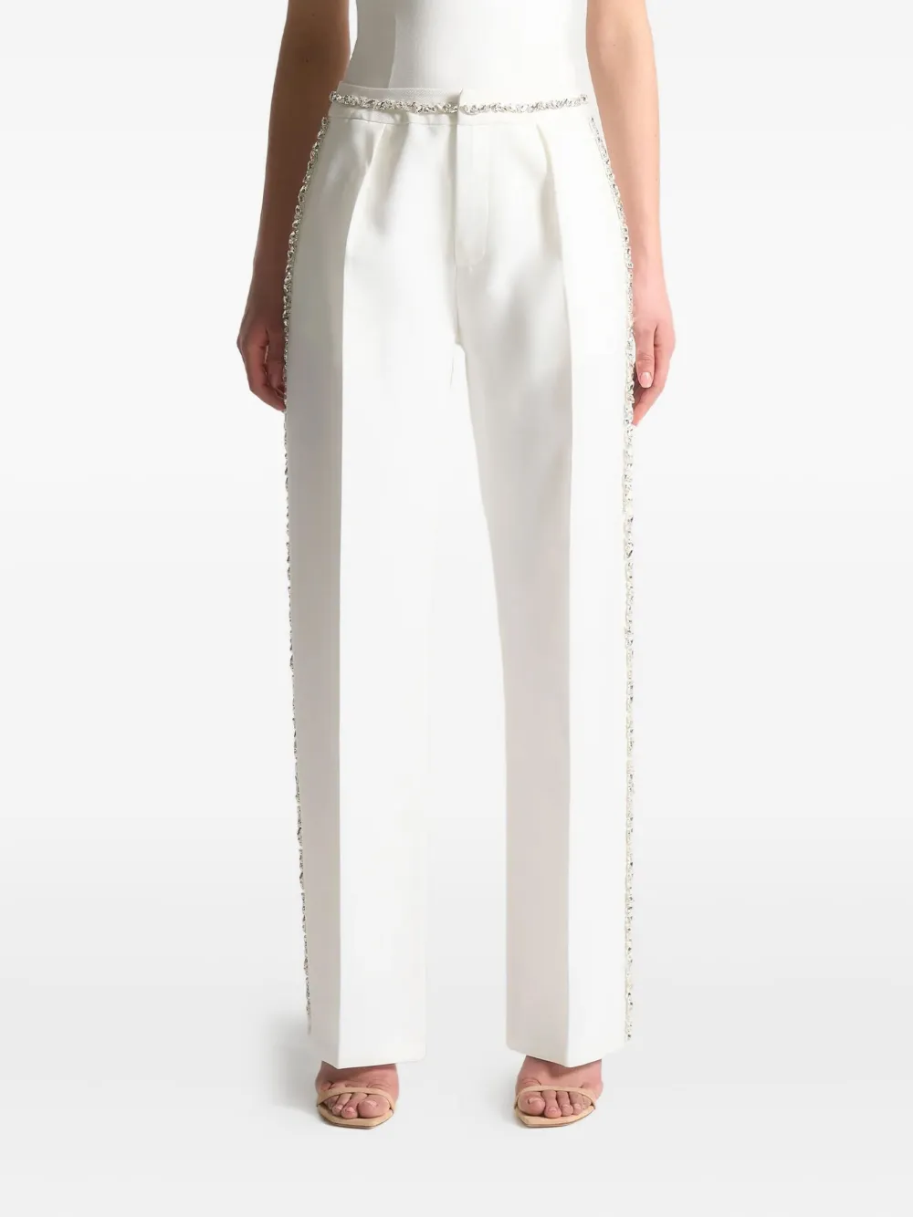 Manière De Voir Patricia Side-embellished Pleated Trousers In White