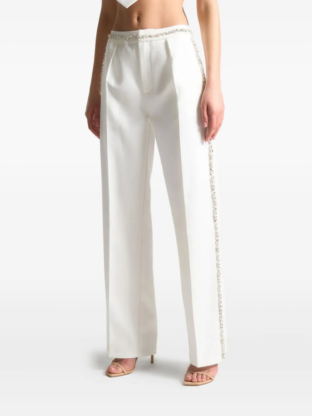 Manière De Voir Patricia Side-embellished Pleated Trousers In White