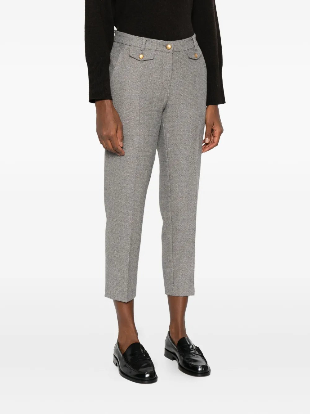  Cambio Herringbone-pattern Trousers - Grey 