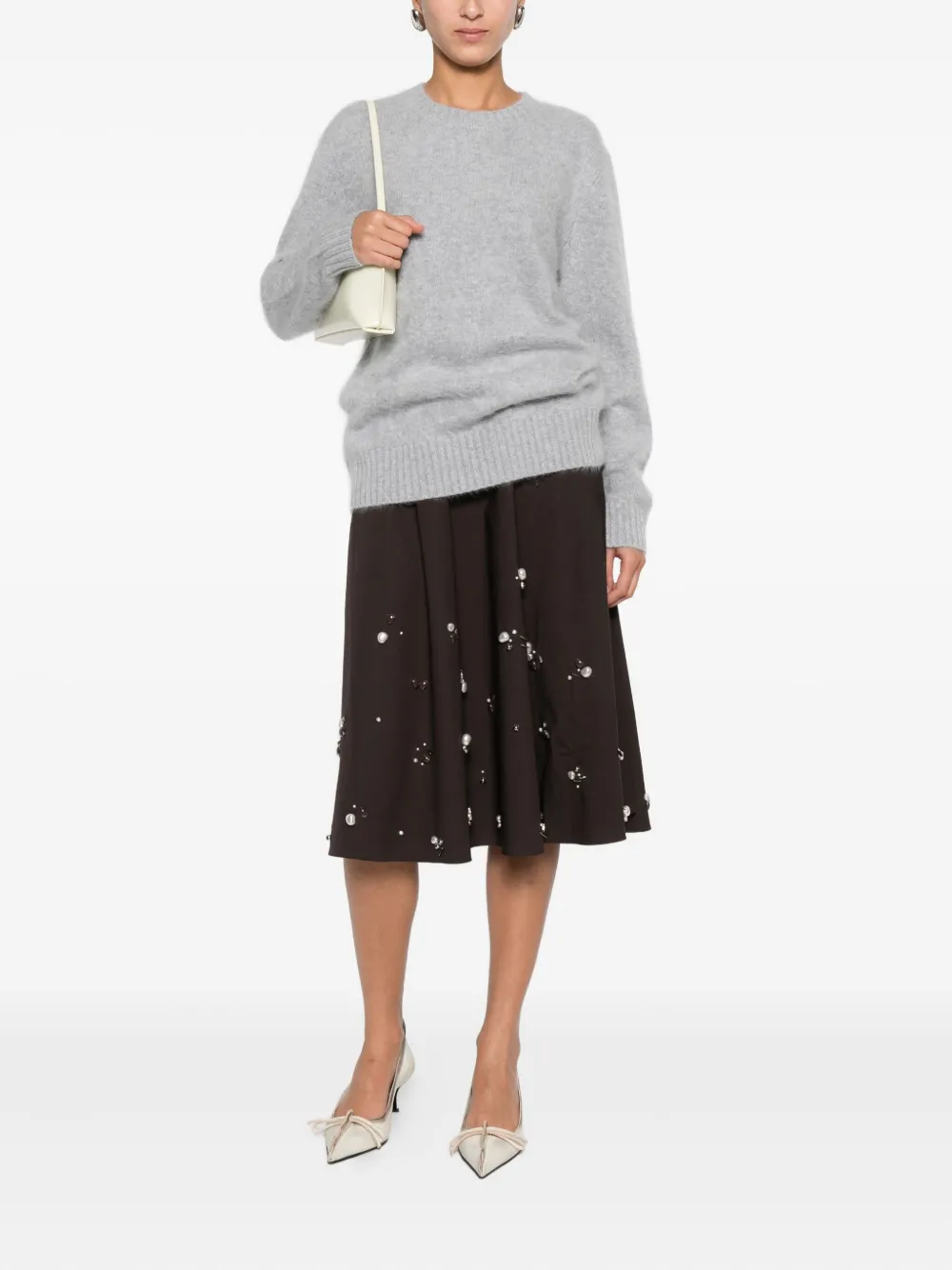 Dorothee Schumacher Round-neck Ribbed Sweater In Gray