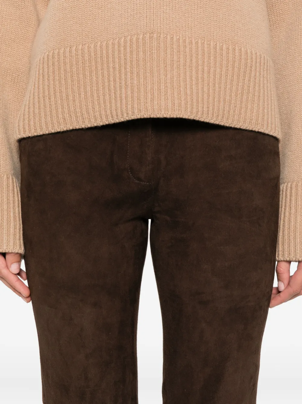 Hemisphere Suede Trousers In Brown