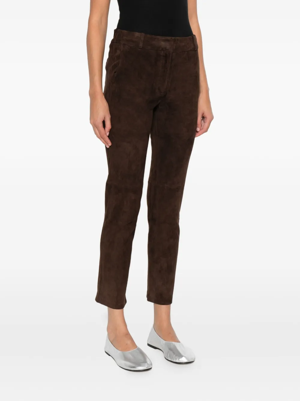 Hemisphere Suede Trousers In Brown