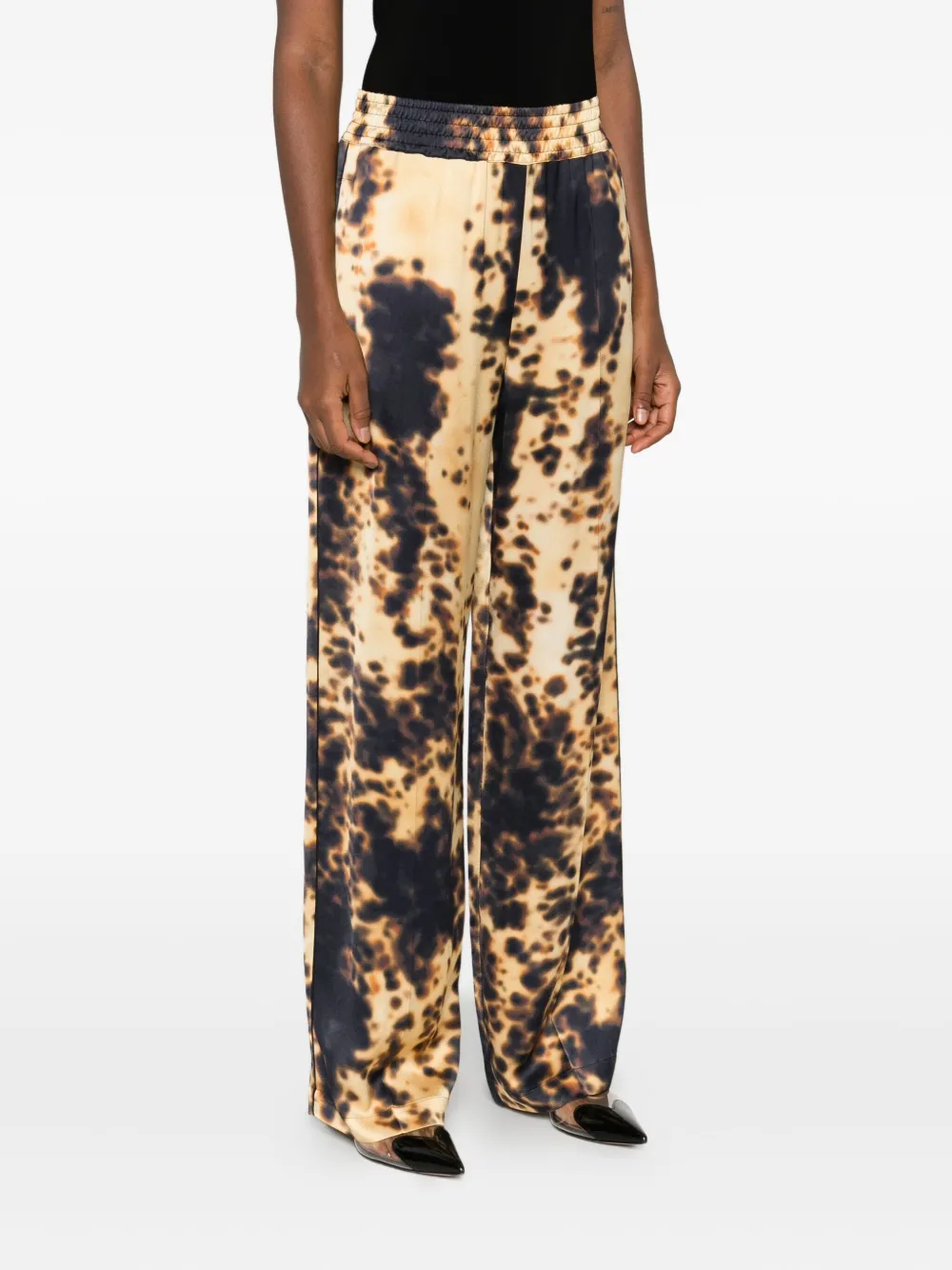 Victoria Beckham Broek met elastische taille en print Geel