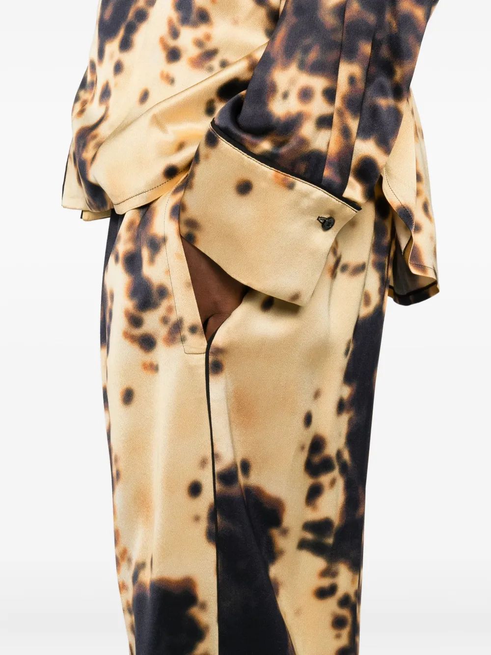 Victoria Beckham Broek met elastische taille en print Geel