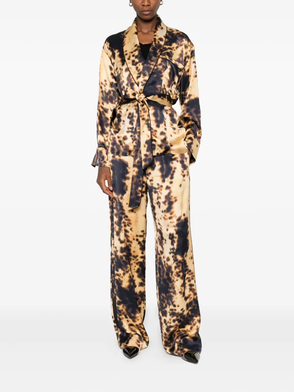 Victoria Beckham elasticated-waist printed trousers - Geel