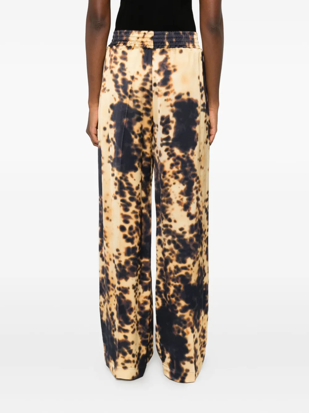 Victoria Beckham Broek met elastische taille en print Geel