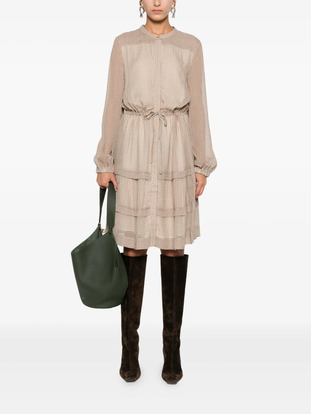 Hemisphere houndstooth-pattern tiered dress | Day Dresses | Image 2