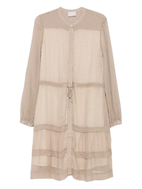 Hemisphere houndstooth-pattern tiered dress