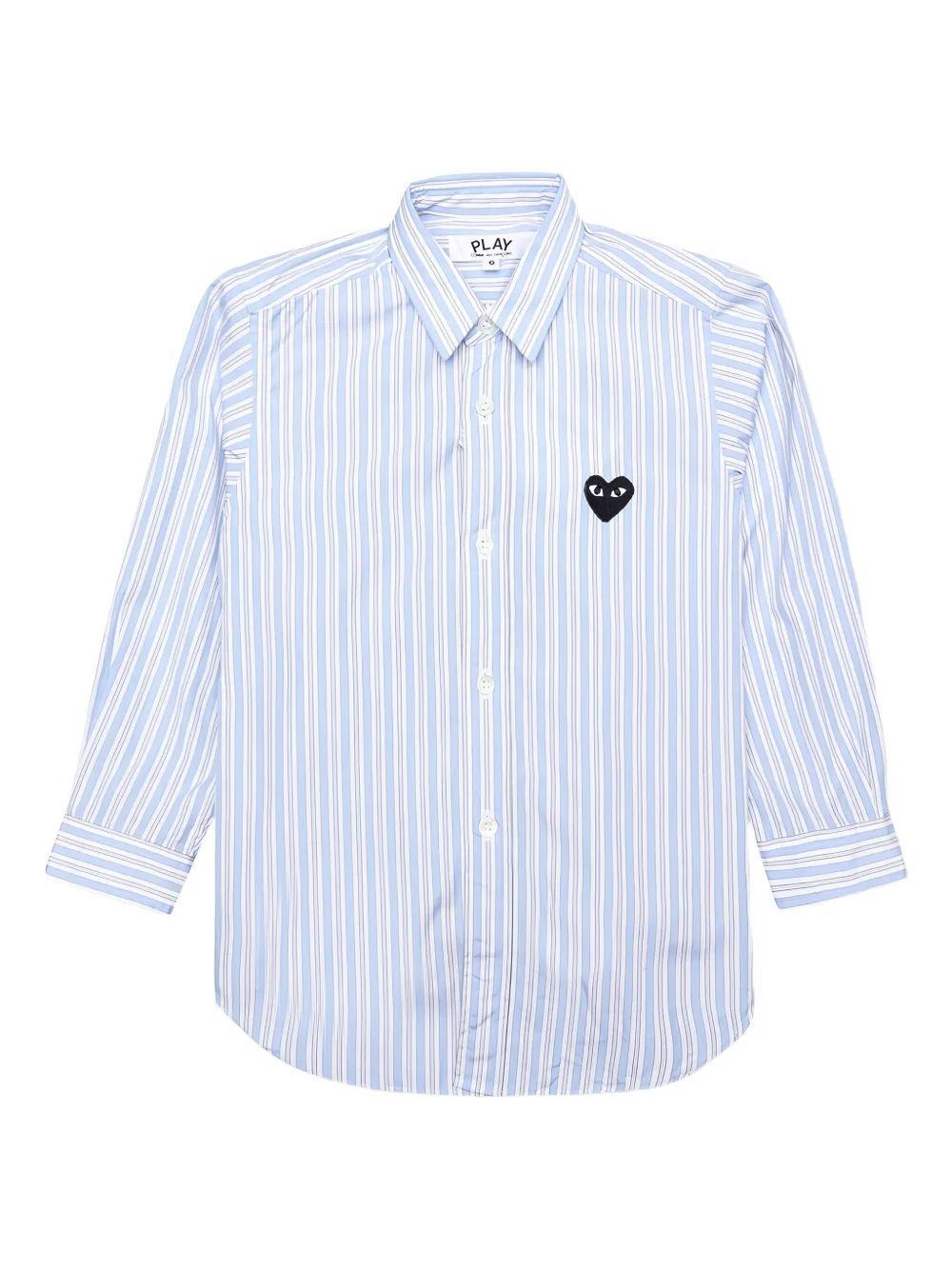 Comme Des Garçons Play Kids striped heart-logo shirt | Blue | Image 1