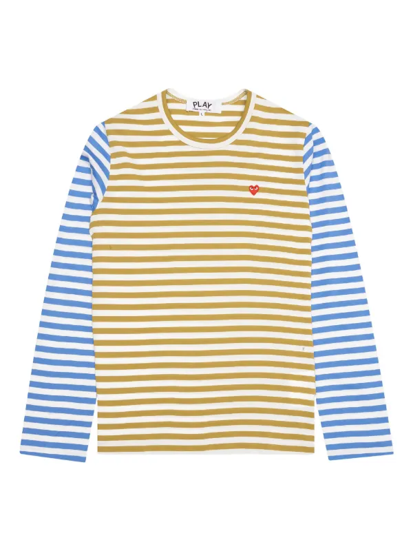 Comme Des Garçons Play ストライプ ロングTシャツ | グリーン