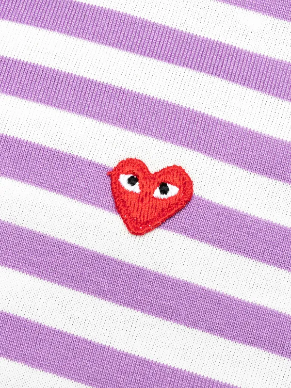 Comme Des Garçons Play Striped logo-patch T-shirt | Purple | FARFETCH