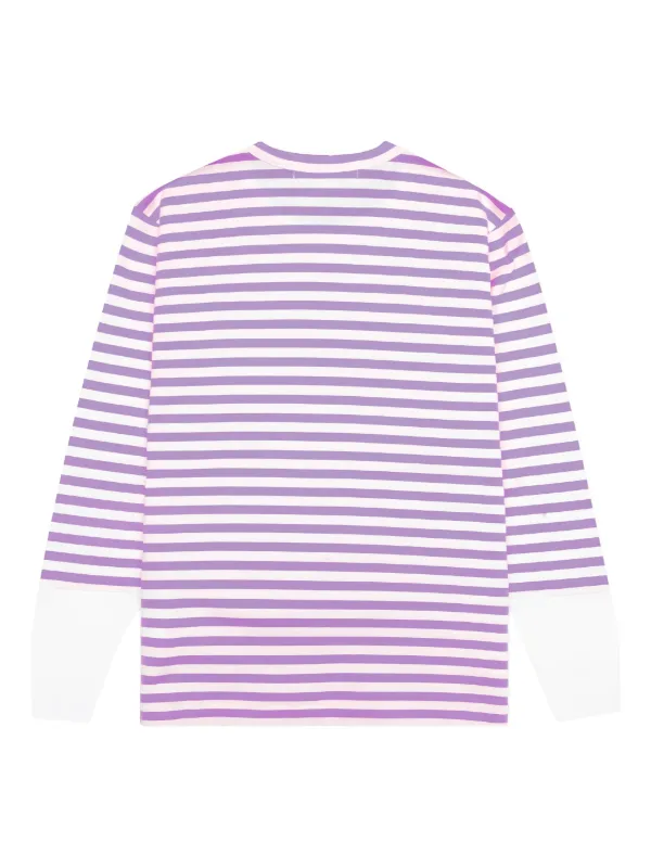 COMME des GARCONS メッシュTシャツ パープル S Comme Des Garçons Play Striped logo-patch T-shirt | Purple | FARFETCH