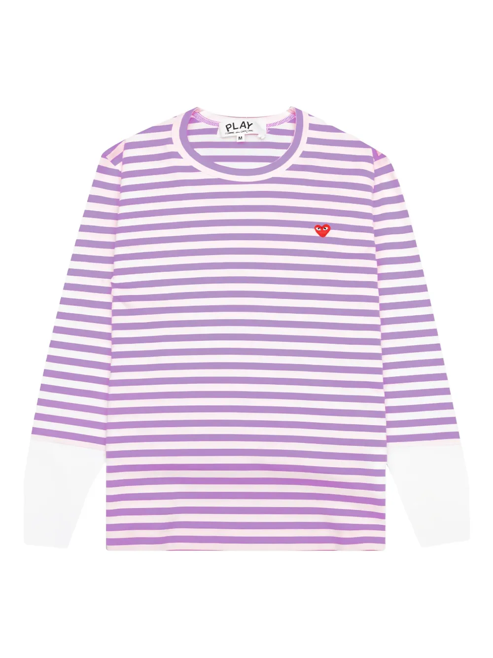 Comme Des Garçons Play striped logo-patch T-shirt | Purple | Image 1