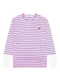 Comme Des Garçons Play striped logo-patch T-shirt - Purple