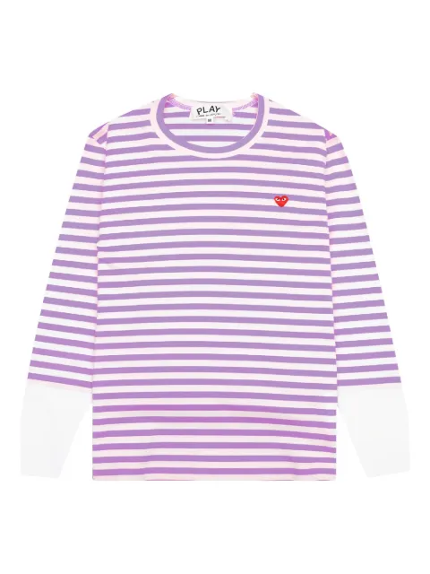 Comme Des Garçons Play striped logo-patch T-shirt