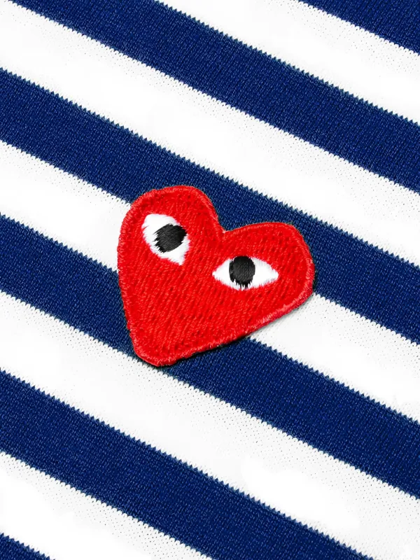 Comme Des Garçons Play Kids Striped heart-logo T-shirt White FARFETCH IN