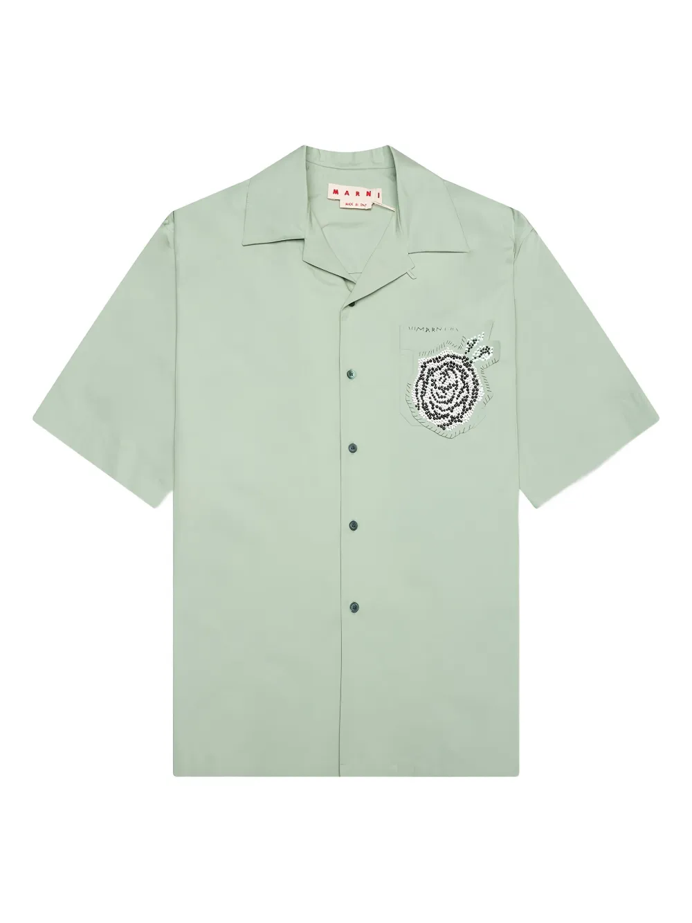 Marni crystal-embellished pocket shirt | Green | Image 1