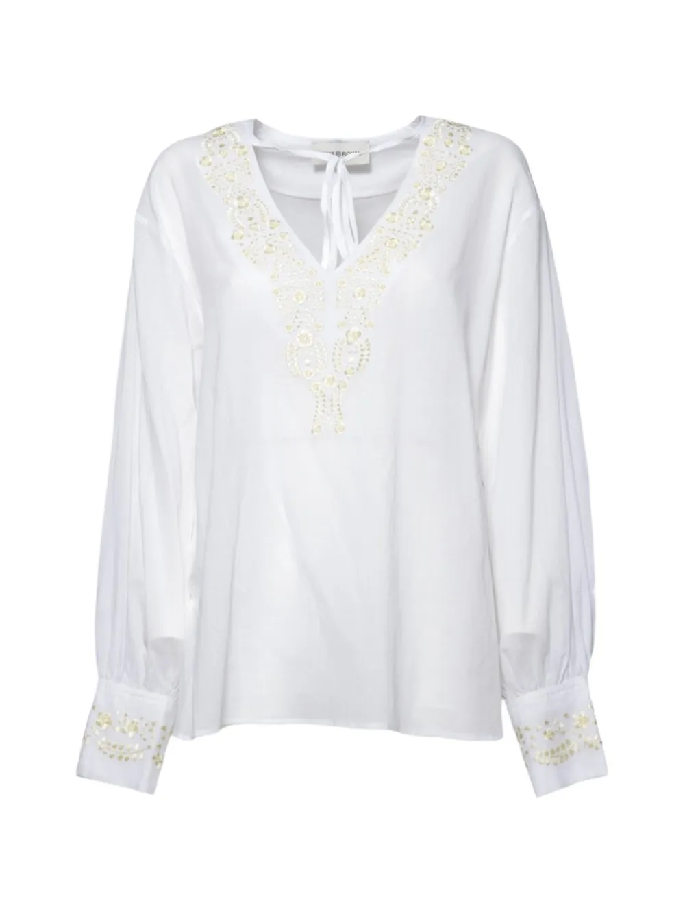 Room 52 sequin-embellished V-neck blouse - Bianco