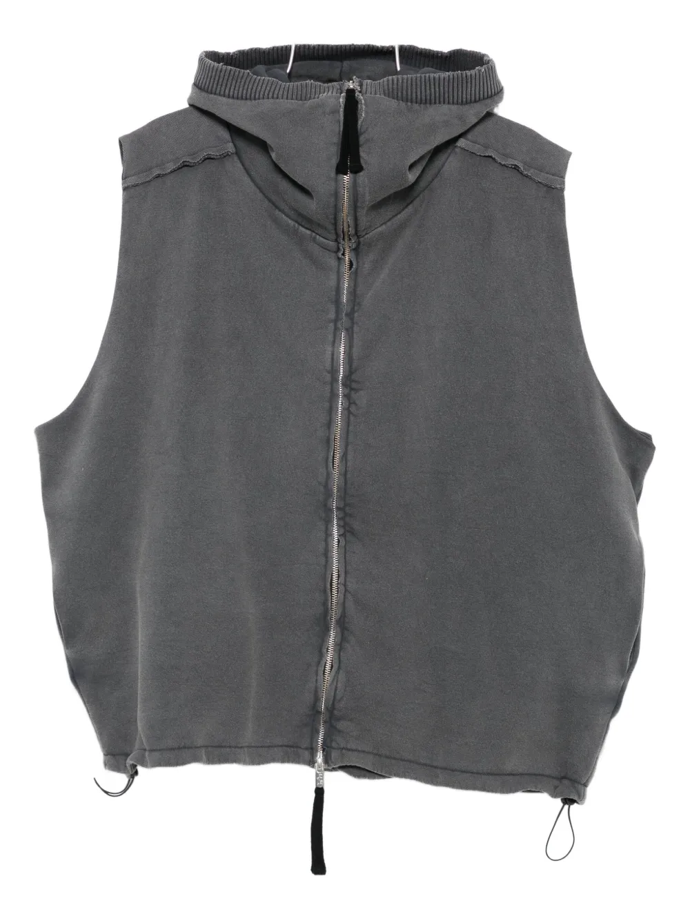 Thom Krom Hooded Zip-up Vest In Gray