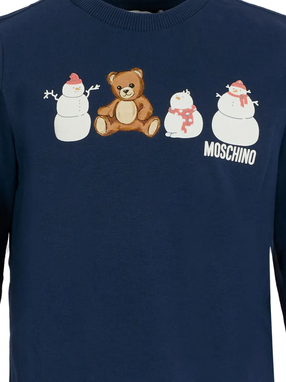 Moschino Kids Teddy-Snowman T-shirt met lange mouwen Blauw
