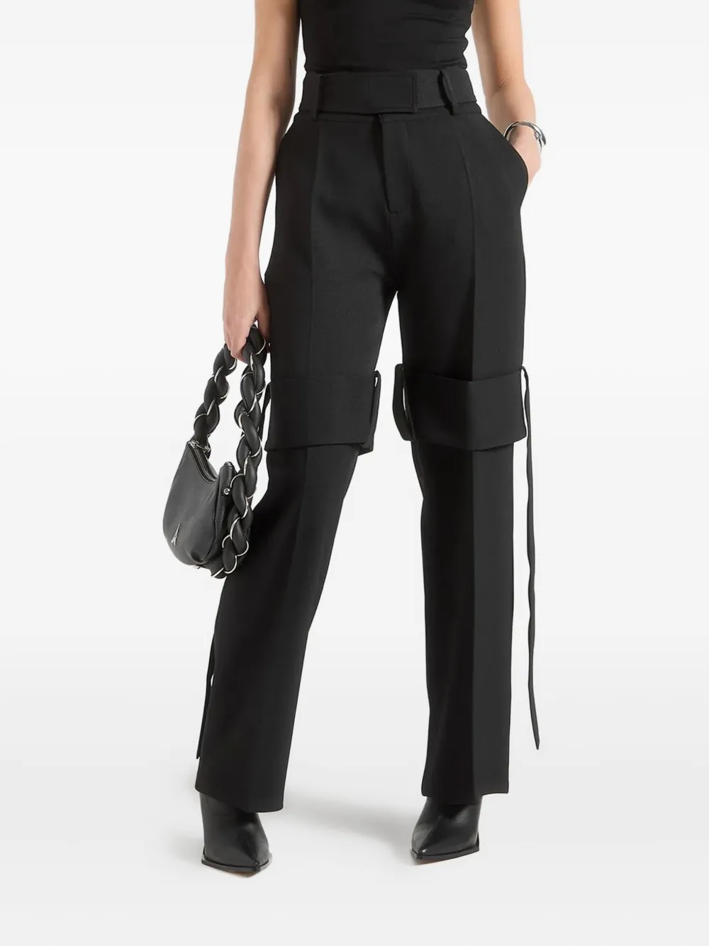 Manière De Voir Isabelle belted knee-strap trousers | Black | Image 1