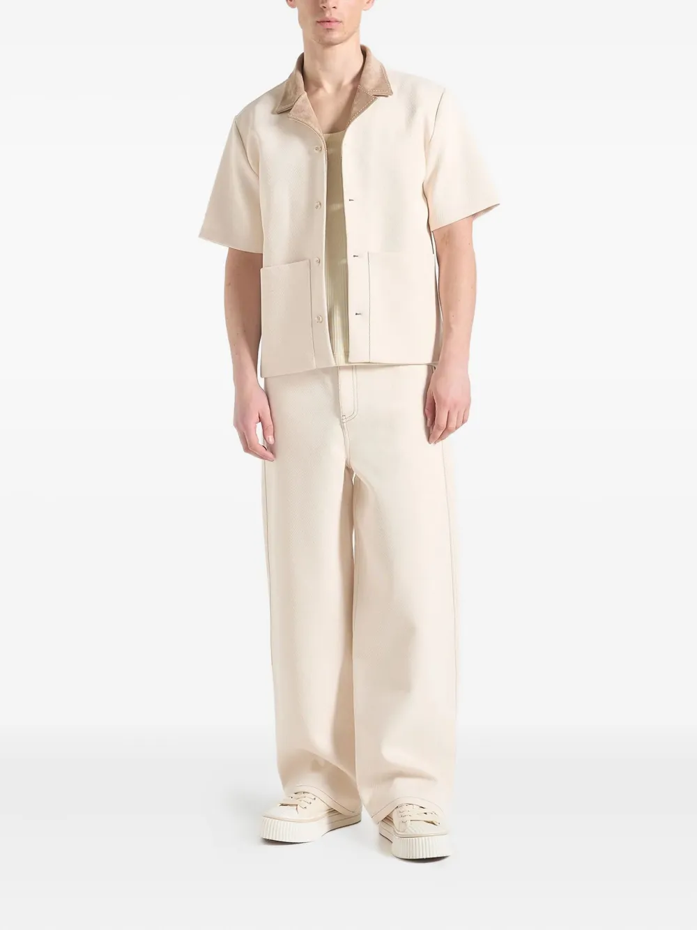 Manière De Voir Joel suede-collar twill shirt | Image 2
