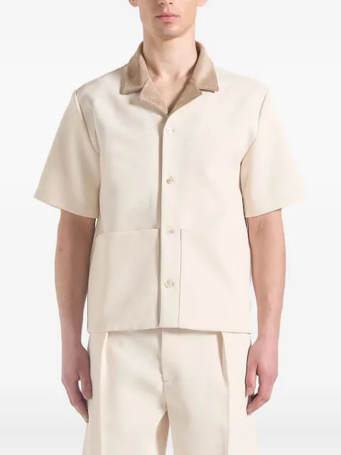 Manière De Voir Joel suede-collar twill shirt