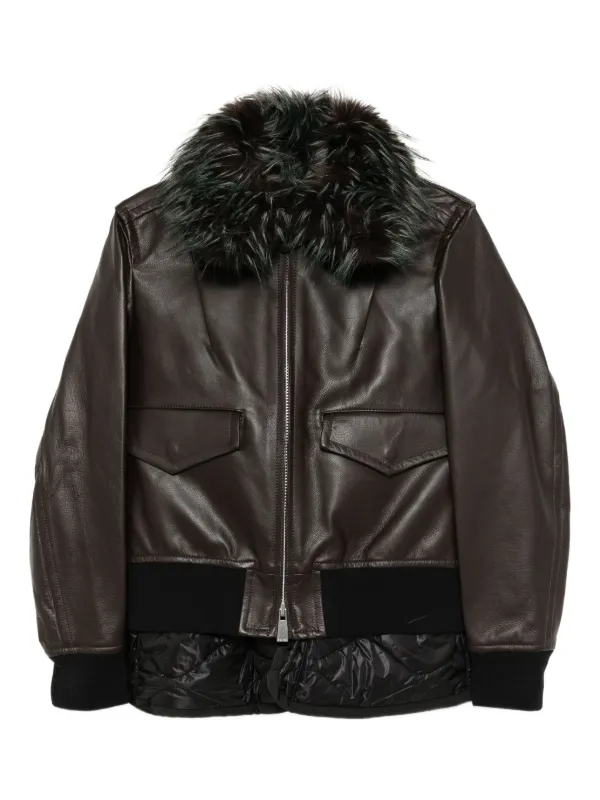 SNIDEL レザー ジャケット ブラウン Sacai レザージャケット | ブラウン | FARFETCH JP
