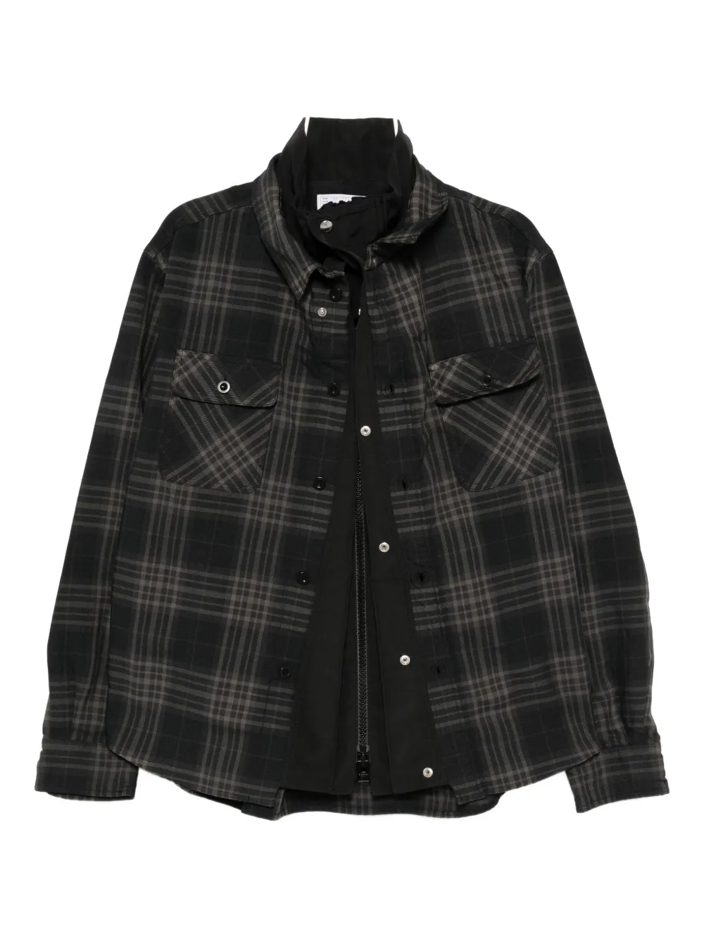 Sacai Plaided Jacket In Black