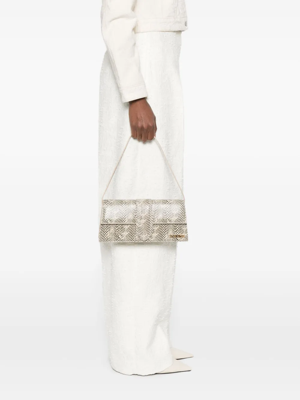 Jacquemus Schoudertas met slangenleer-effect - Beige