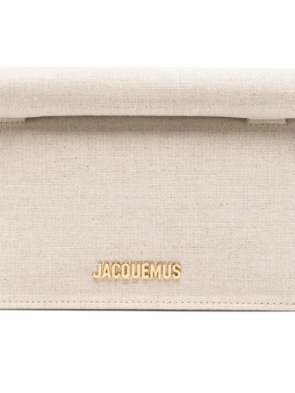 Jacquemus Pochette Small Embellished Leather-trimmed Canvas Clutch In Nude