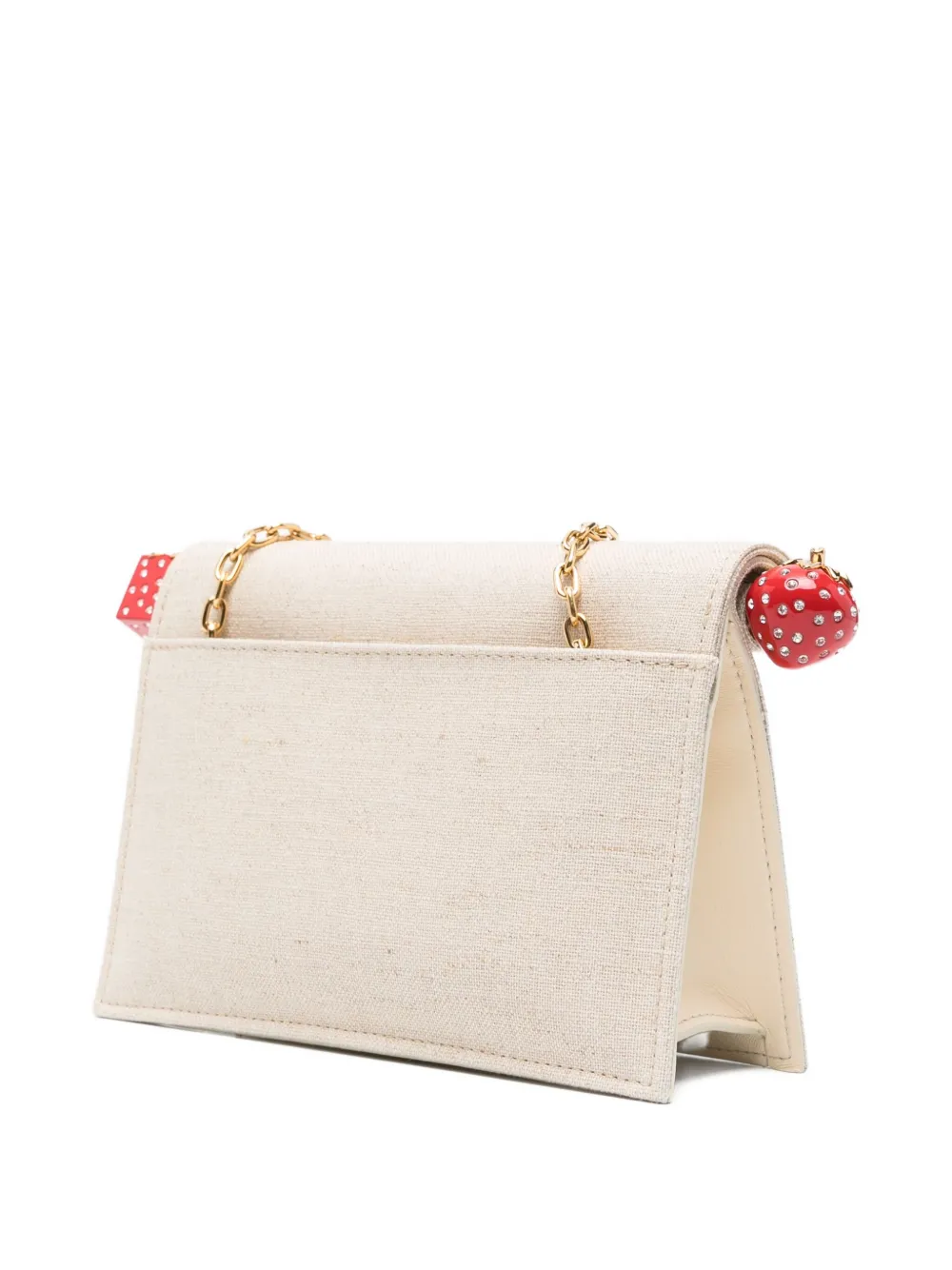 Jacquemus Pochette Small Embellished Leather-trimmed Canvas Clutch In Nude
