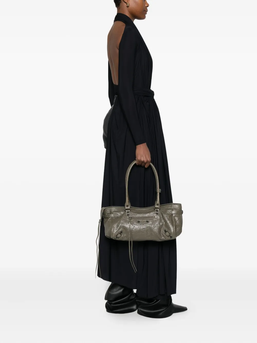 Balenciaga Leren schoudertas met handgreep - Groen
