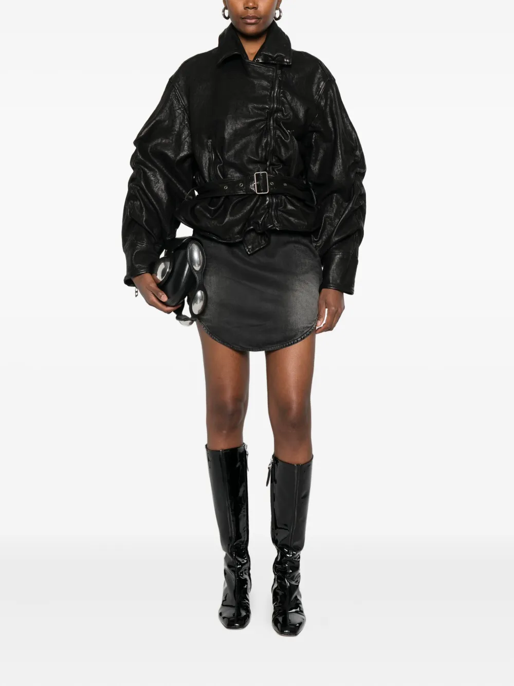 Diesel logo-plaque denim miniskirt - Zwart