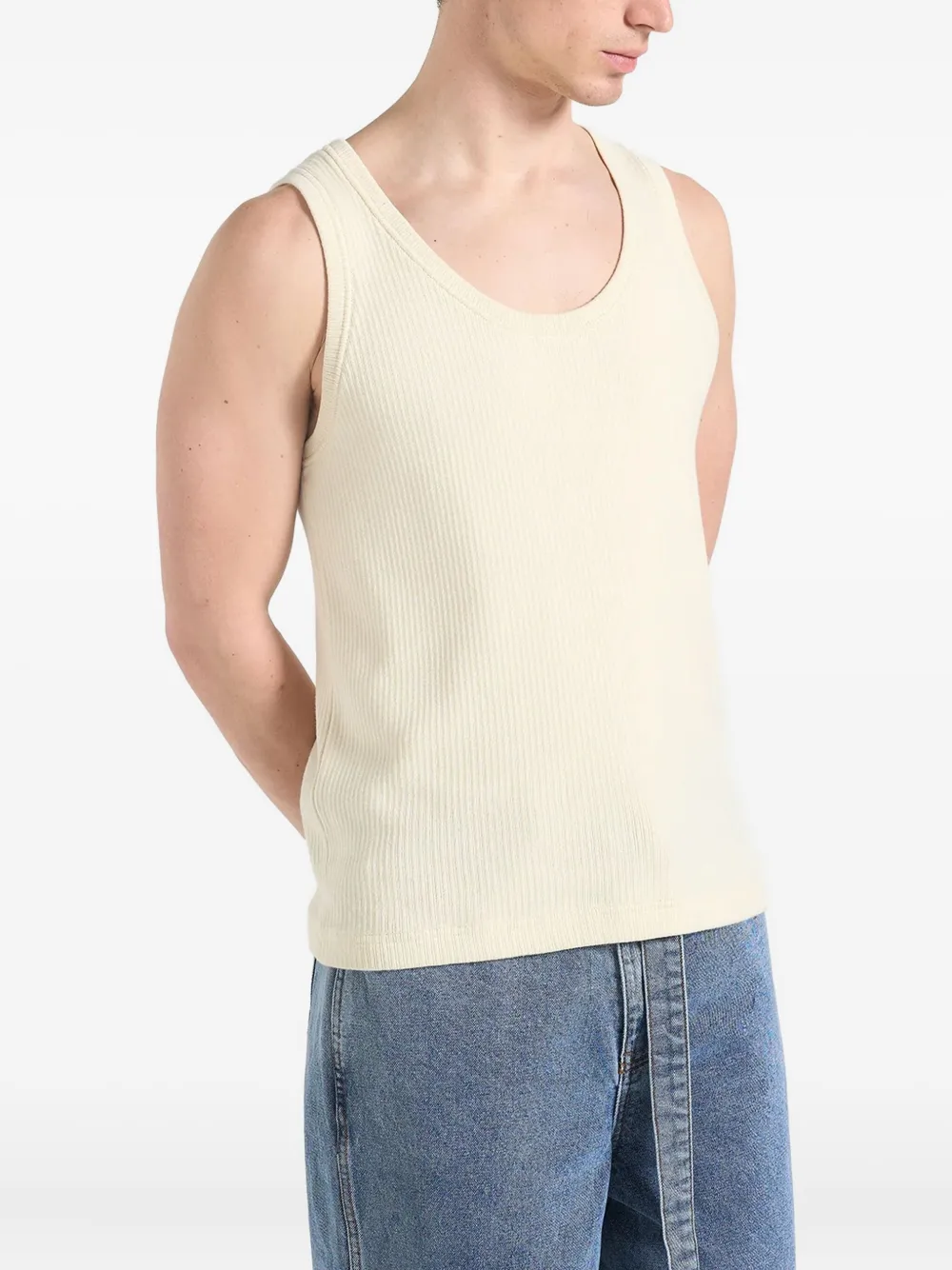 Manière De Voir Justin Ribbed Cotton Vest In Neutral