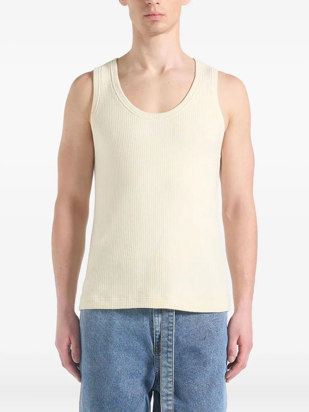 Manière De Voir Justin Ribbed Cotton Vest In Neutral