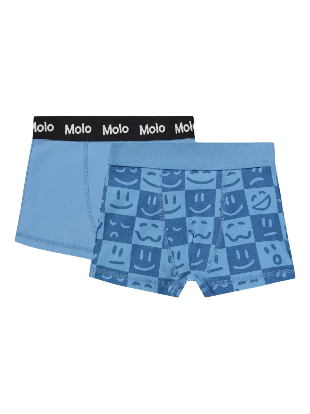 Molo Kids' Justin Smiley-face Boxers (set Of Two) In Blue