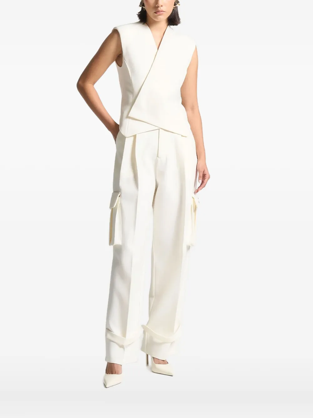 Manière De Voir Laurence Wrap-front Sleeveless Waistcoat In White