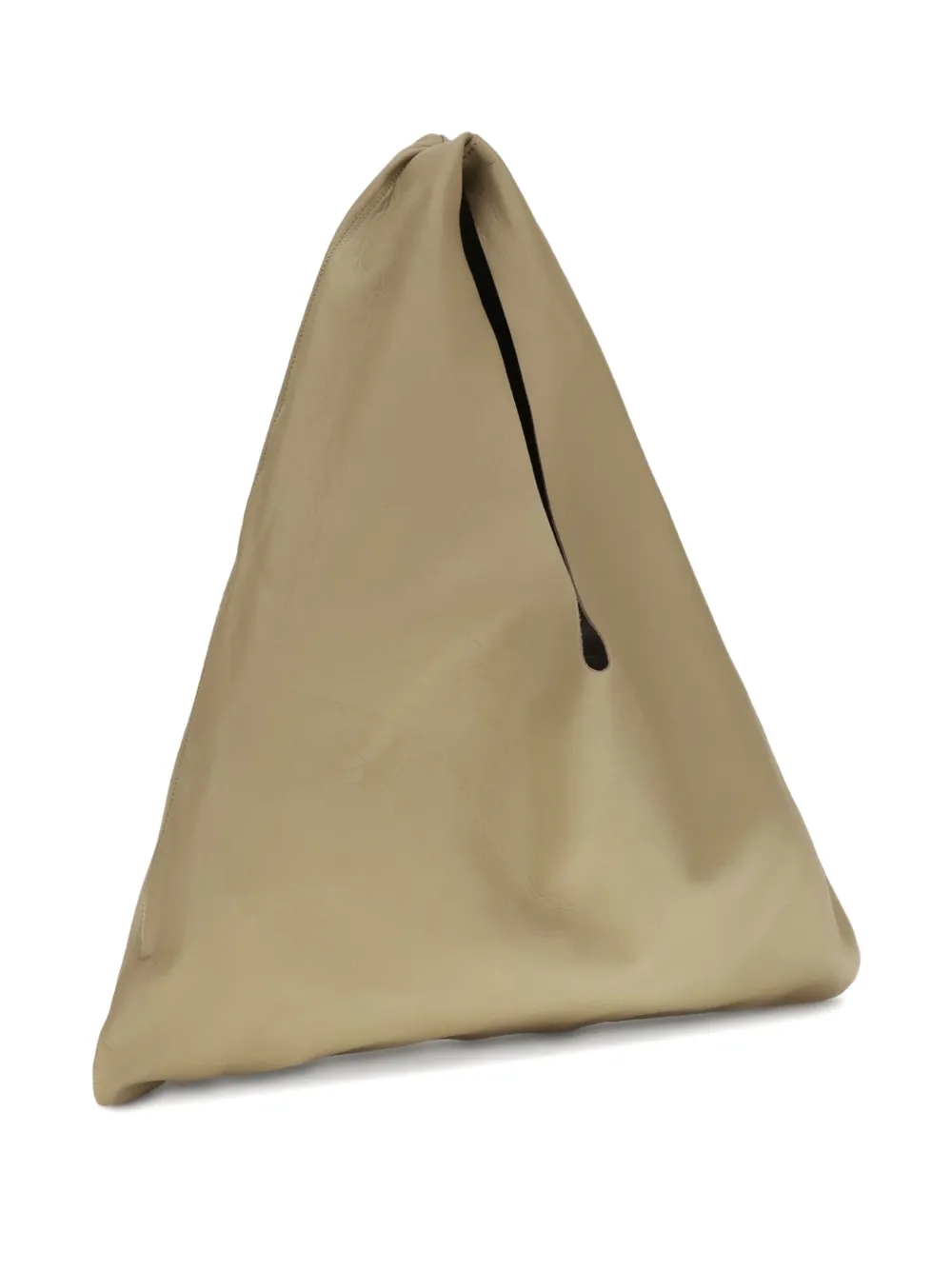 The Row small Blind triangular leather shoulder bag - Beige