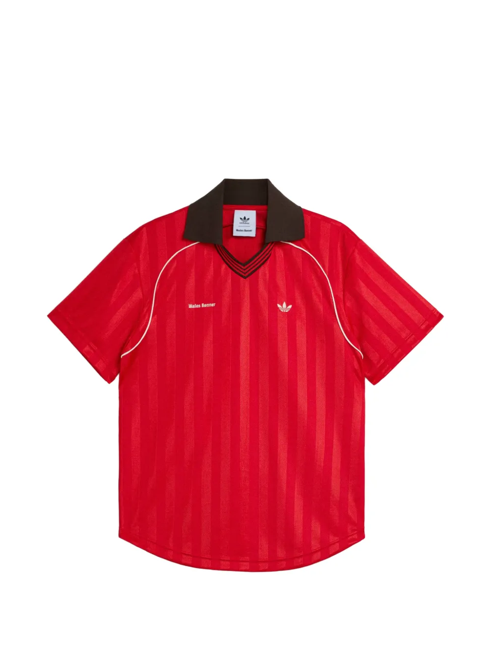 Wales Bonner x Adidas striped V-neck T-shirt - Rosso