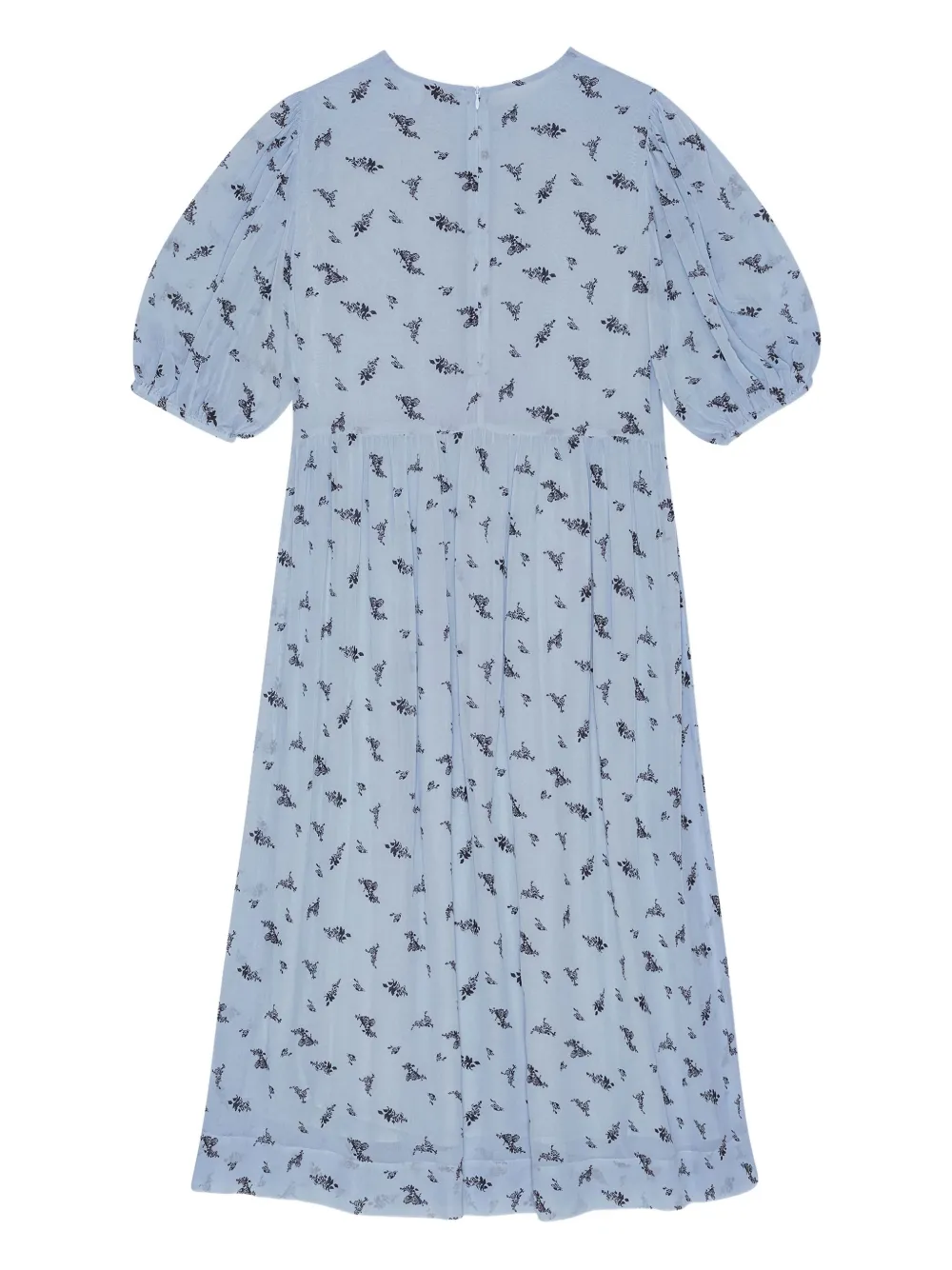 GANNI Jurk met pofmouwen en bloemen Blauw