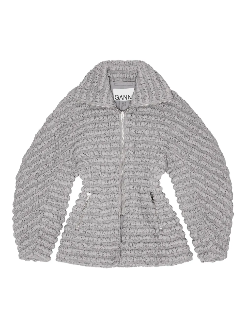 GANNI textured zip jacket - Grigio