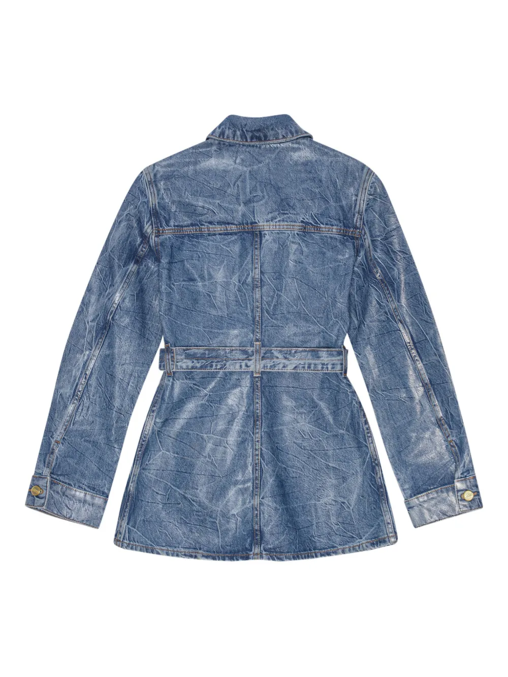GANNI Denim jack met ceintuur en lange mouwen Blauw