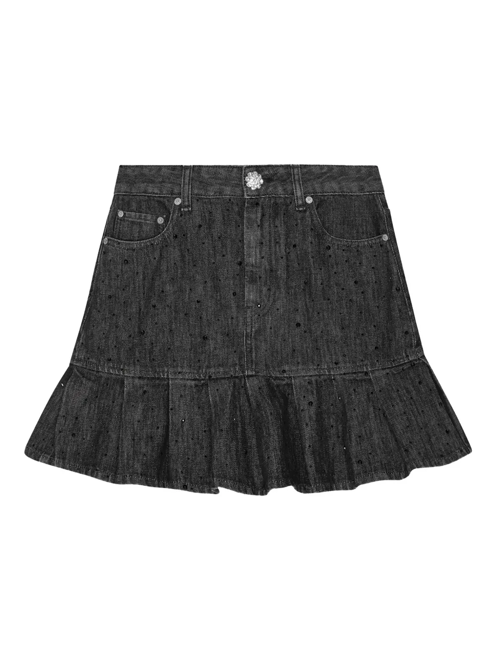 GANNI rhinestone-embellished mini skirt - Grigio