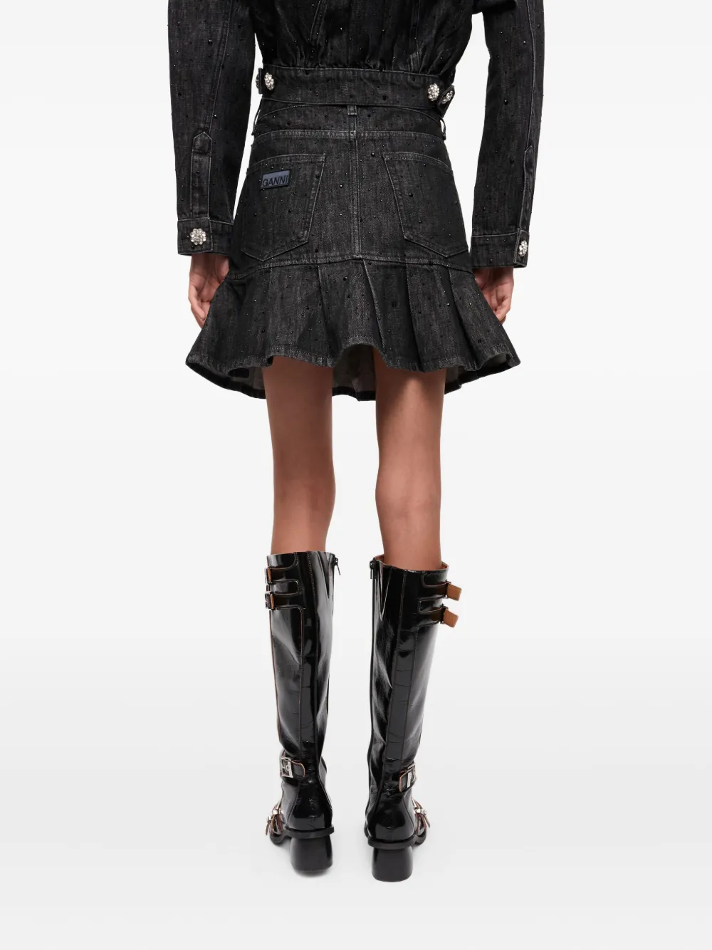 GANNI Mini-rok met stras Grijs