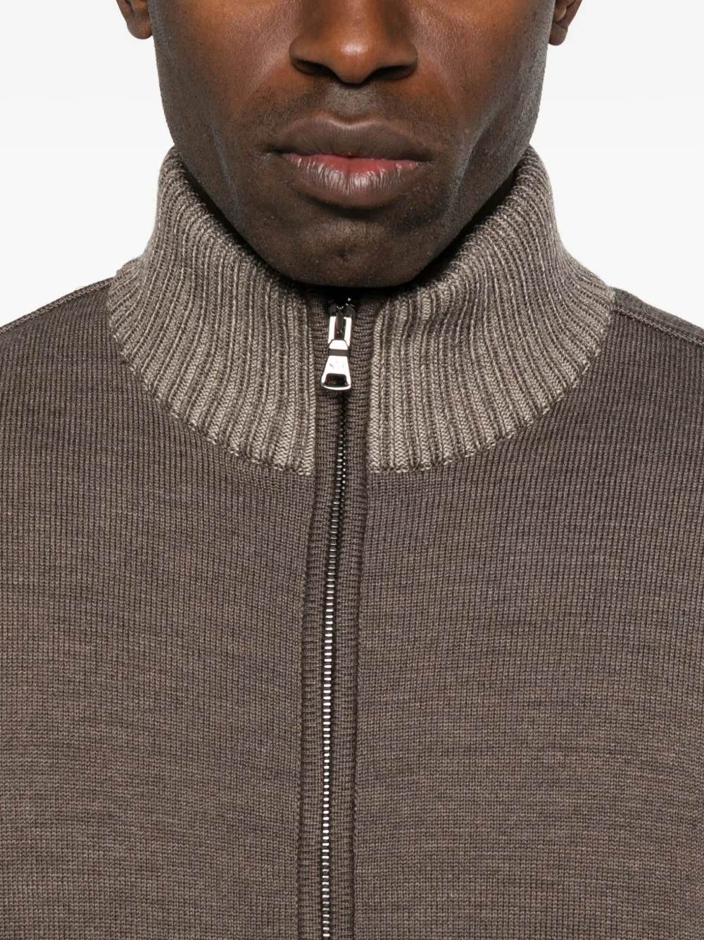 Paul & Shark Vest met geribbelde manchetten en rits Beige